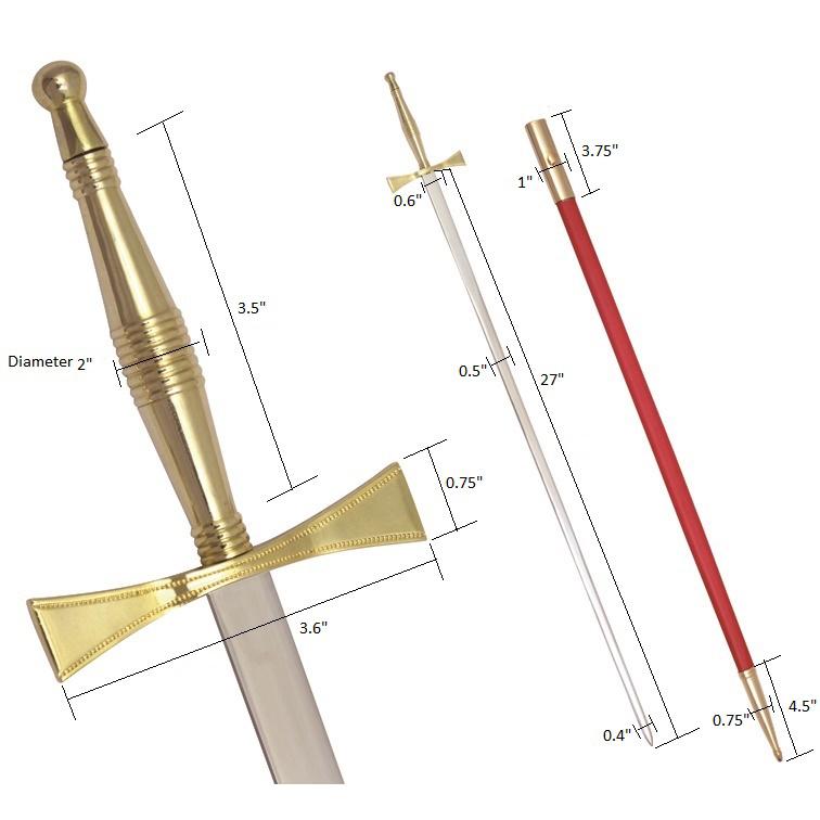 Universal Sword - Gold Hilt and Red Scabbard - Bricks Masons