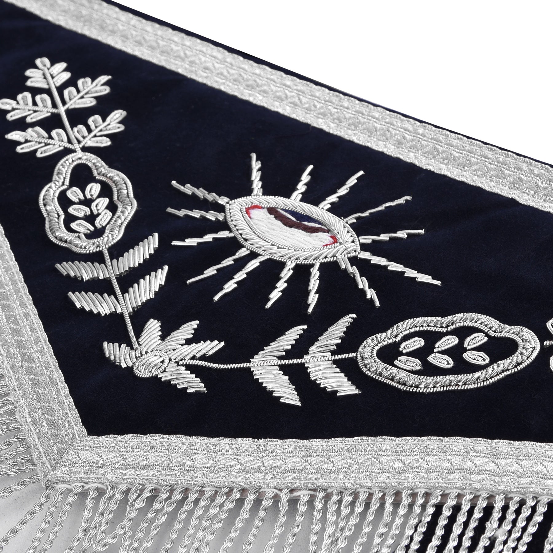 Worshipful Master Blue Lodge Officer Apron - Blue With Silver Fringe - Bricks Masons