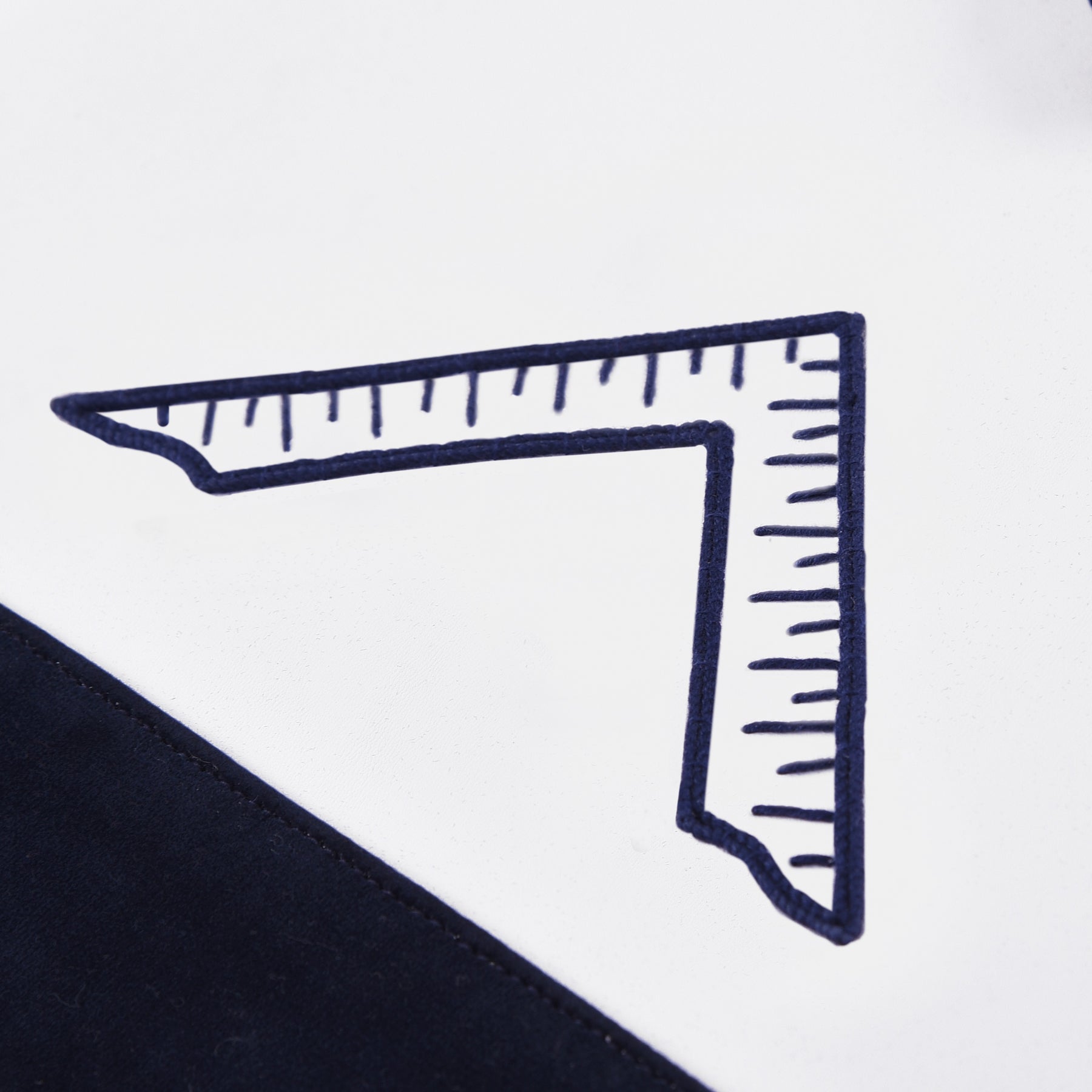 Worshipful Master Blue Lodge Officer Apron - Kenton Lodge Navy Velvet With Silver Embroidery Thread - Bricks Masons