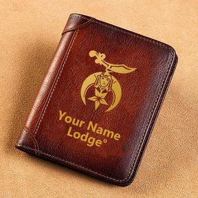 Shriners Wallet - Brown Leather - Bricks Masons