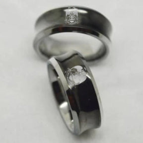 32nd Degree Scottish Rite Ring - Wings Down Black Concave Tungsten - Bricks Masons