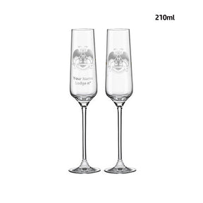 32nd Degree Scottish Rite Champagne Flute - Wings Down 2 Pieces Set - Bricks Masons