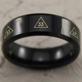 33rd Degree Scottish Rite Ring - Reverse Comfort Fit Tungsten - Bricks Masons