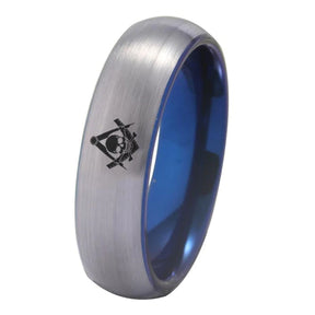 Widows Sons Ring - Silver With Blue Tungsten - Bricks Masons