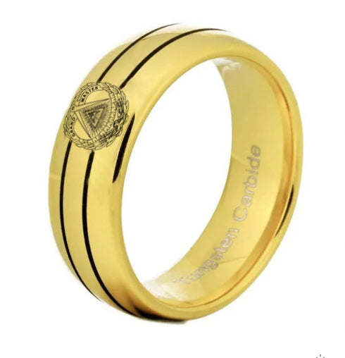 Grand Master Blue Lodge Ring - Gold Rounded Tungsten - Bricks Masons