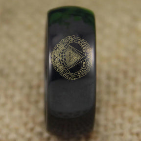 Grand Master Blue Lodge Ring - Black Dome Tungsten - Bricks Masons