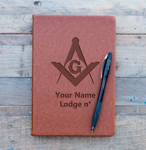 Master Mason Blue Lodge Journal - Brown Faux Leather - Bricks Masons