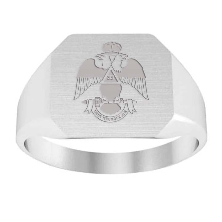 33rd Degree Scottish Rite Ring - Wings Down Sterling Silver - Bricks Masons