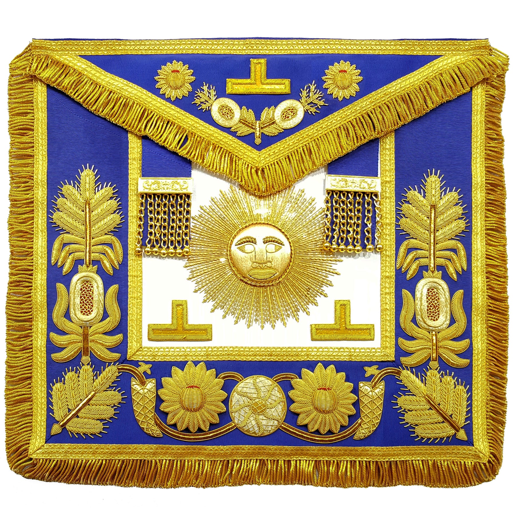 Past Grand Master Blue Lodge Apron - Gold Hand Embroidery - Bricks Masons