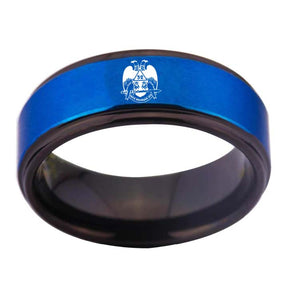 32nd Degree Scottish Rite Ring - Wings Down Blue Tungsten - Bricks Masons