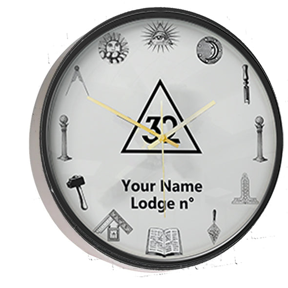 32nd Degree Scottish Rite Clock - Frame with LED - Bricks Masons