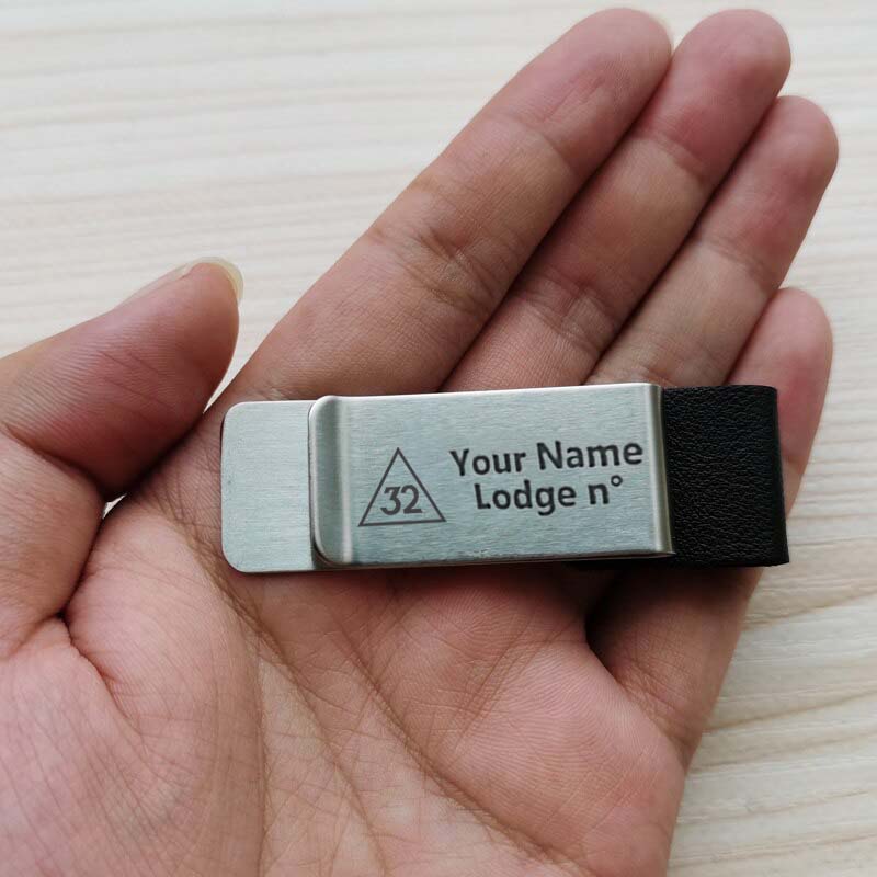 32nd Degree Scottish Rite Pen Holder - Black & Brown Leather - Bricks Masons