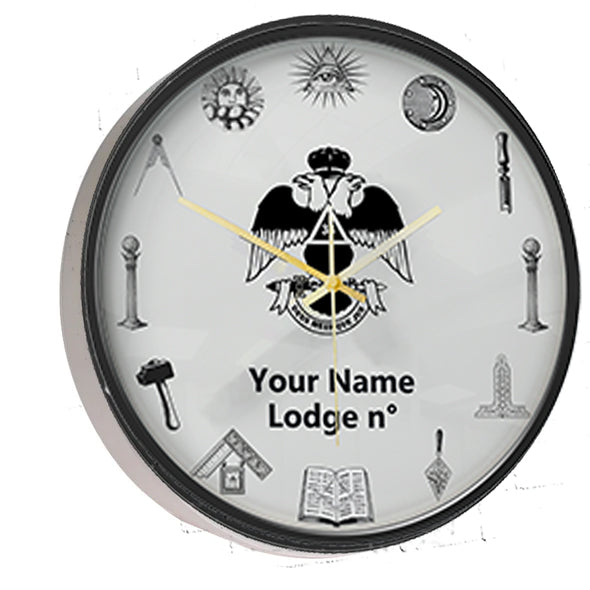 33rd Degree Scottish Rite Clock - Wings Down Frame with LED - Bricks Masons