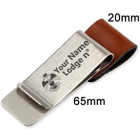 33rd Degree Scottish Rite Pen Holder - Wings Down Black & Brown Leather - Bricks Masons