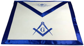 Master Mason Blue Lodge Apron - Blue Satin Square & Compass G - Bricks Masons