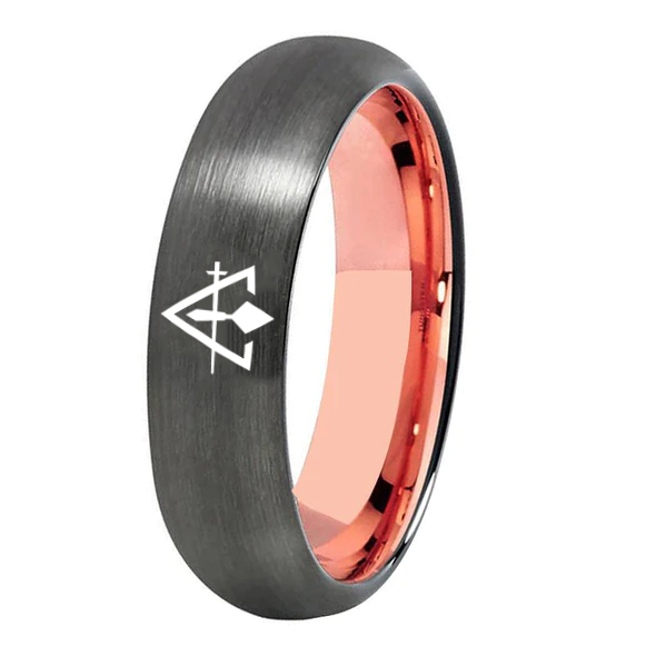 Council  Ring - Gunmetal With Rose Gold Tungsten - Bricks Masons