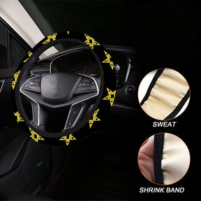 OES Steering Wheel Cover - White & Gold - Bricks Masons