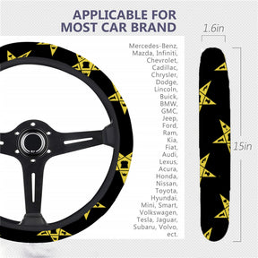 OES Steering Wheel Cover - White & Gold - Bricks Masons