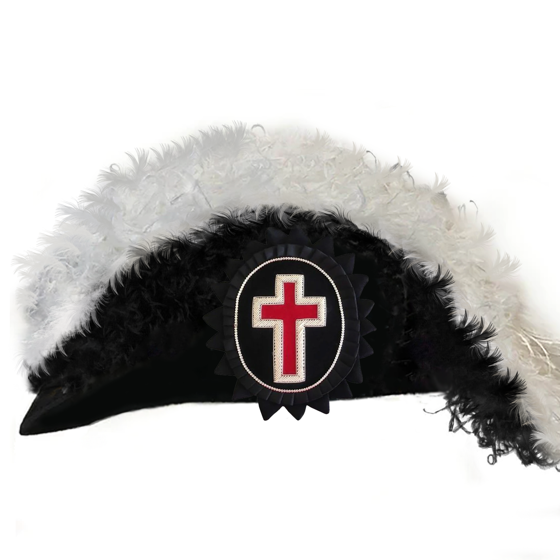 Sir Knight Knights Templar Commandery Chapeau - Black Underlayer Plumes - Bricks Masons