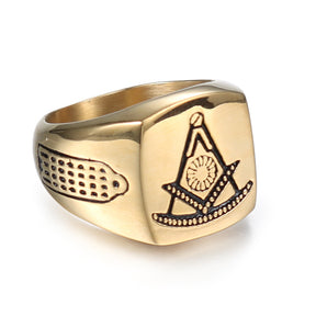 Past Master Blue Lodge Ring - Gold 
Titanium Steel - Bricks Masons