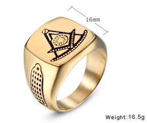 Past Master Blue Lodge Ring - Gold 
Titanium Steel - Bricks Masons