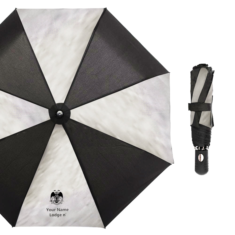 32nd Degree Scottish Rite Umbrella - Wings Down Three Folding Windproof - Bricks Masons