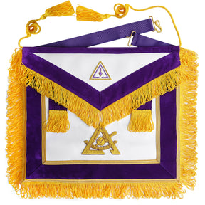 Past Thrice Illustrious Master Royal & Select Masters English Regulation Apron - Purple With Gold Fringe - Bricks Masons