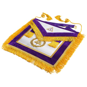 Past Grand Thrice Illustrious Master Royal & Select Masters English Regulation Apron - Purple Hand Embroidery - Bricks Masons