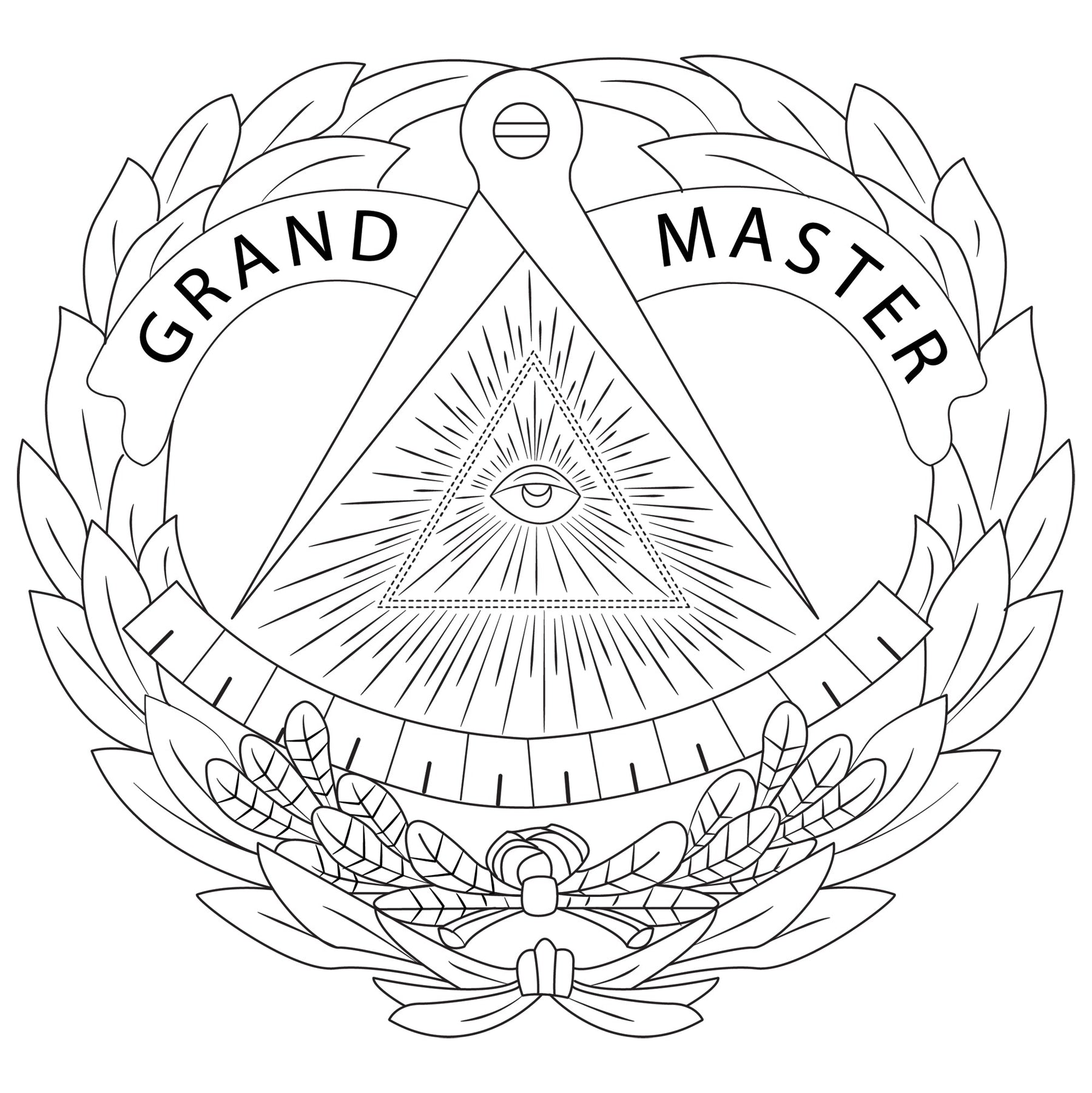 Grand Master Blue Lodge Pen Holder - Leather Brass - Bricks Masons