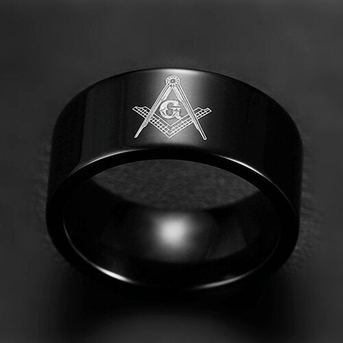 Master Mason Blue Lodge Ring - Square and Compass with G 8mm Band (Multiple Colors) - Bricks Masons