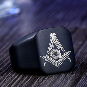 Master Mason Blue Lodge Ring - Square & Compass With G [Multiple Colors] - Bricks Masons