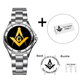 Master Mason Blue Lodge Wristwatch - Stainless Steel - Bricks Masons