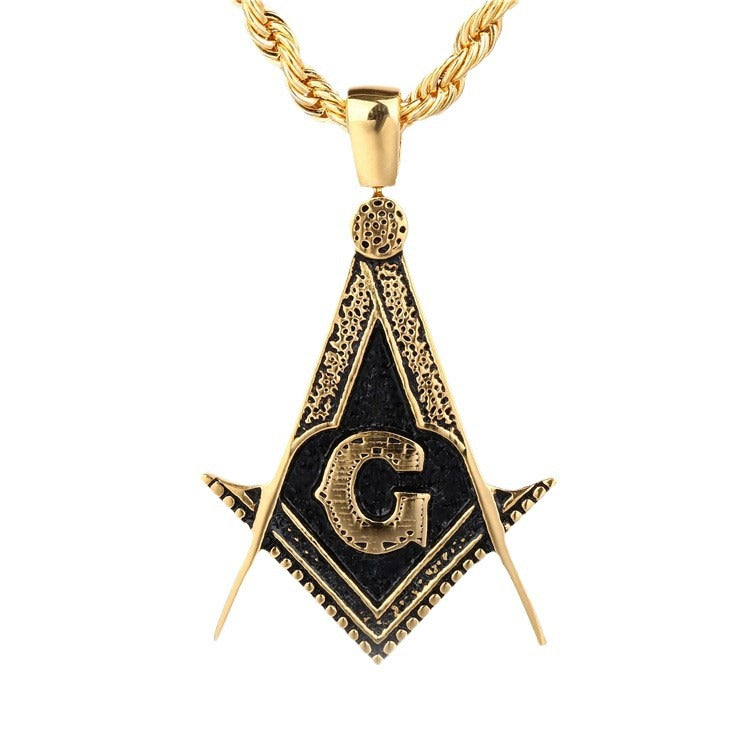 Master Mason Blue Lodge Pendant - Black and Gold Square and Compass G - Bricks Masons