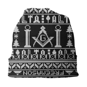 Master Mason Blue Lodge Beanie - Christmas Black & White - Bricks Masons