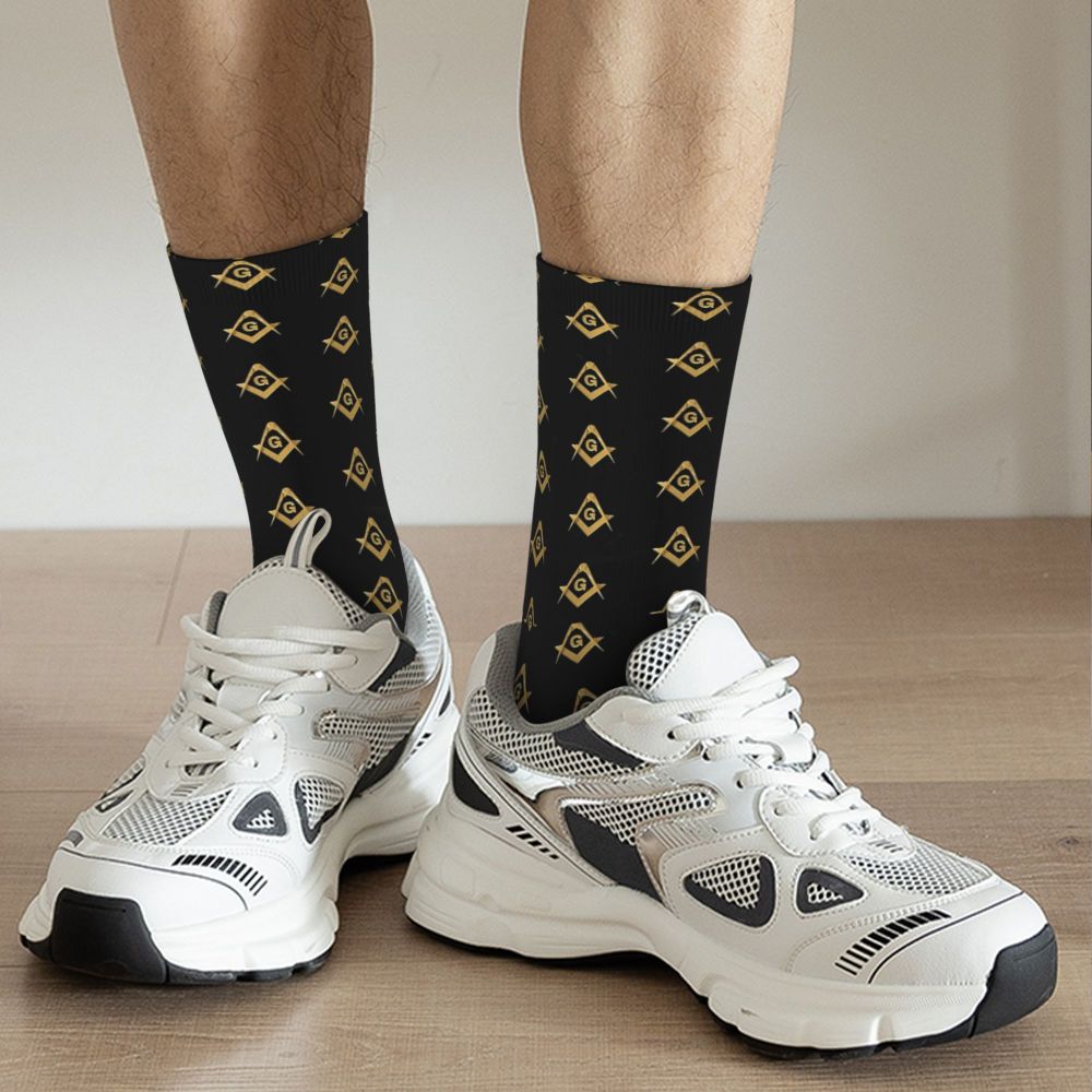 Master Mason Blue Lodge Sock - Black & Gold - Bricks Masons