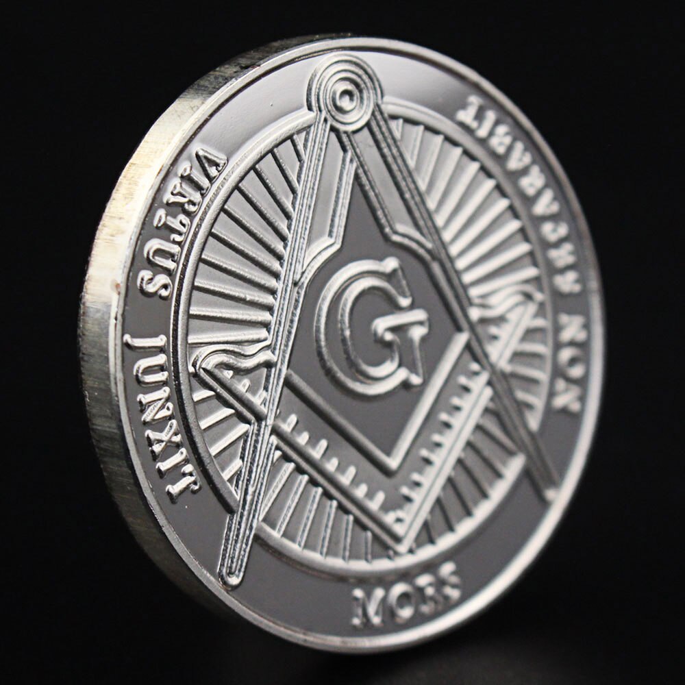 Master Mason Blue Lodge Coin - VIRTUS JUNXIT MORS NON SEPARABIT Silver Commemorative - Bricks Masons