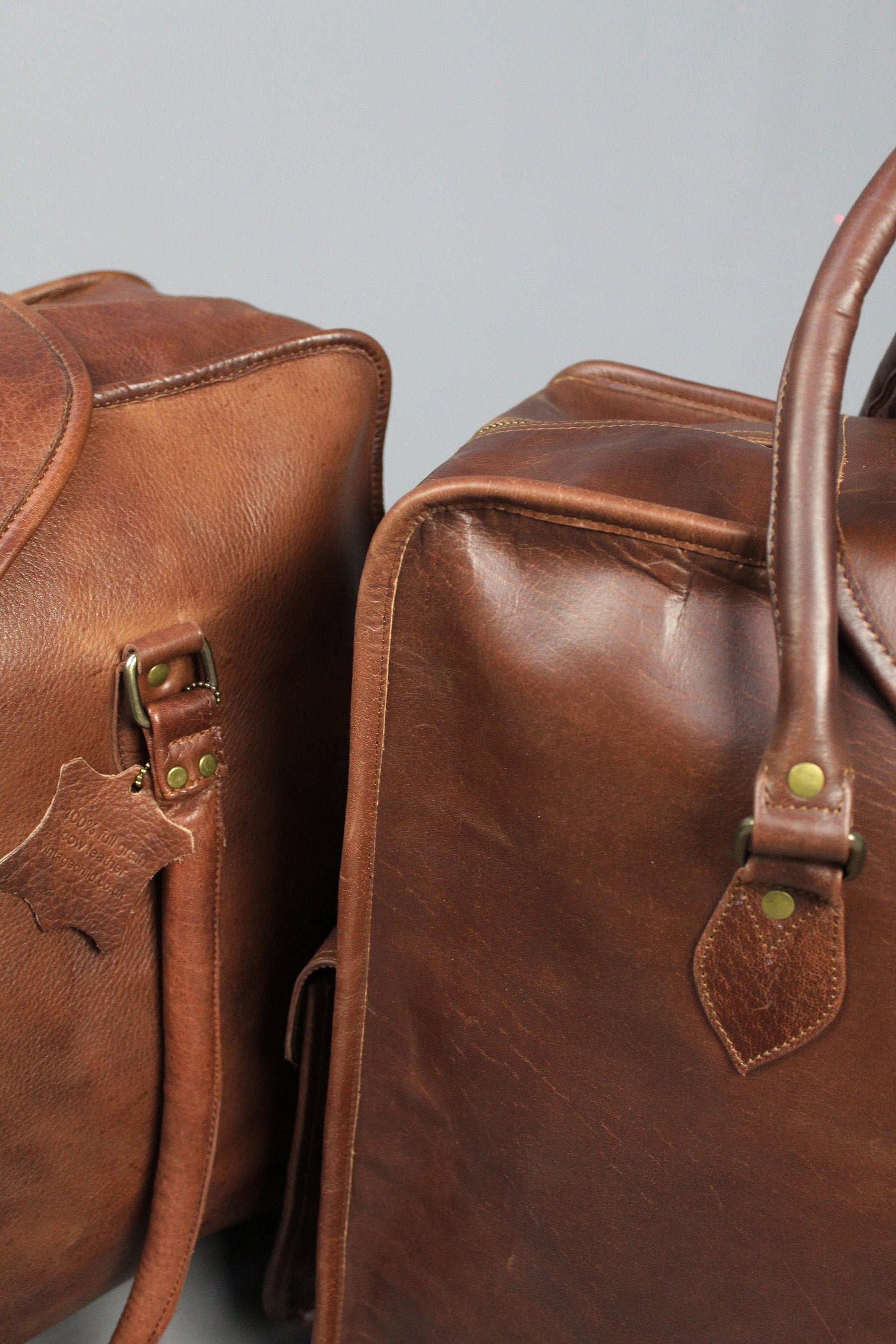 Shriners Travel Bag - Genuine Brown Leather - Bricks Masons