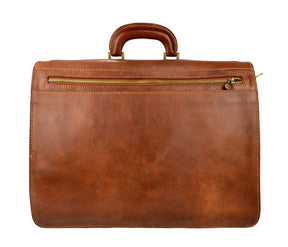 Past Master Blue Lodge California Regulation Briefcase - Genuine Brown Leather - Bricks Masons