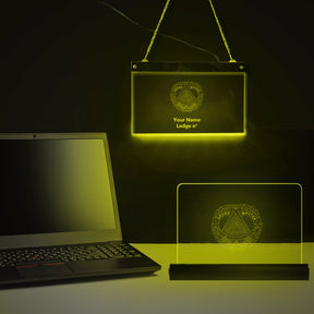 Grand Master Blue Lodge LED Sign - 3D Glowing light - Bricks Masons