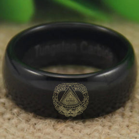 Grand Master Blue Lodge Ring - Black Dome Tungsten - Bricks Masons