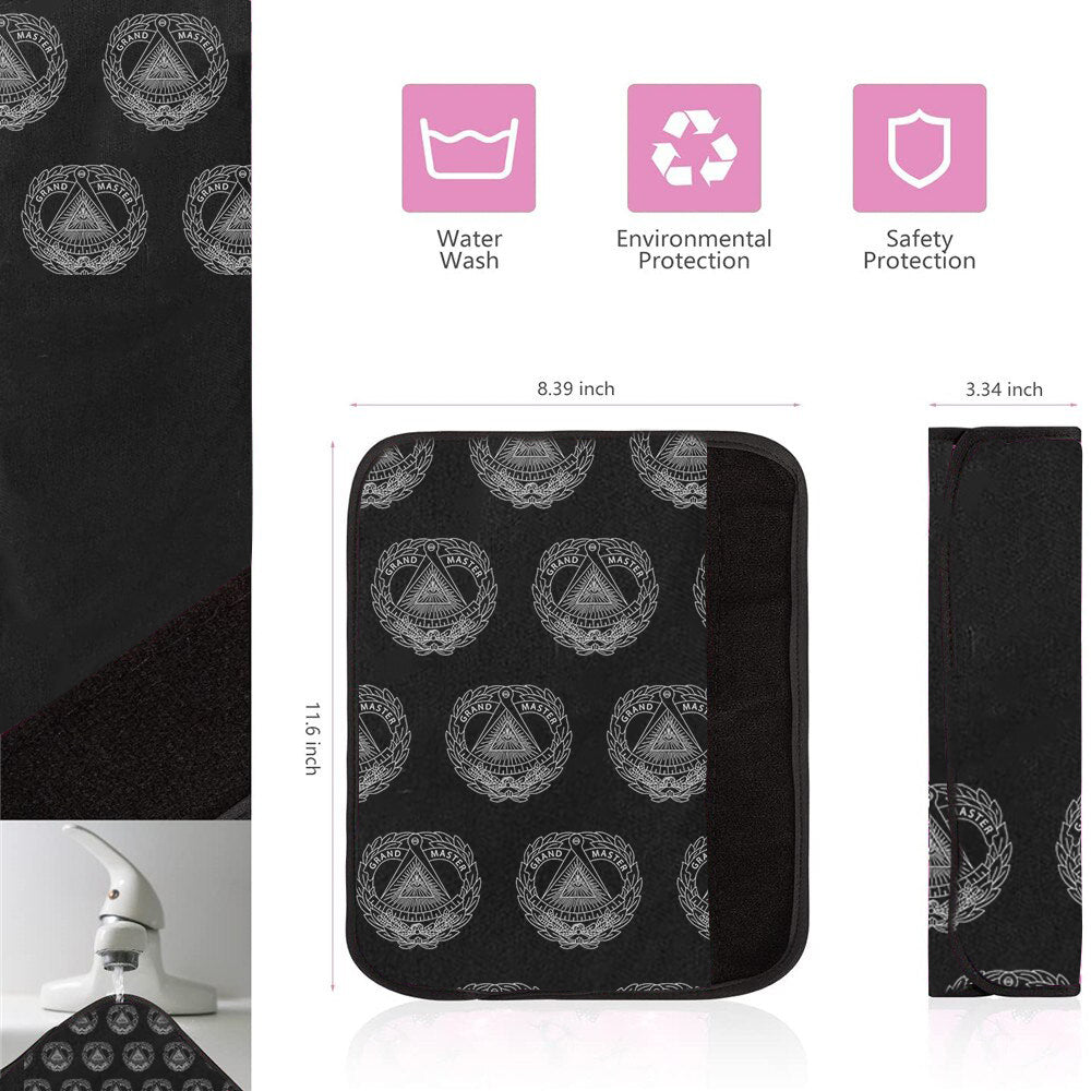 Grand Master Blue Lodge Seatbelt Cover - White & Gold - Bricks Masons