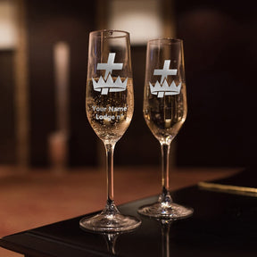 Knights Templar Commandery Champagne Flute - 2 Pieces Set - Bricks Masons