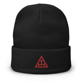 Royal Arch Chapter Beanie - Red Tripe Tau Embroidery - Bricks Masons