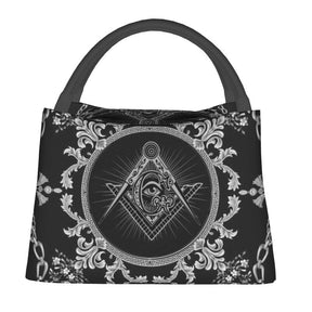 Master Mason Blue Lodge Lunch Bag - Black Square and Compass G Thermal Insulated - Bricks Masons