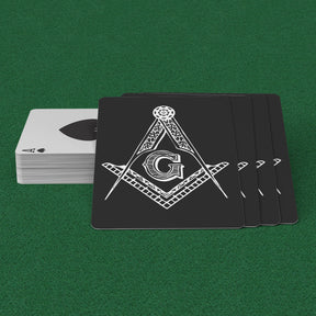 Master Mason Blue Lodge Playing Cards - Black with Square & Compass G - Bricks Masons