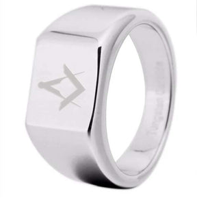 Master Mason Blue Lodge Ring - 12MM Width Silver - Bricks Masons