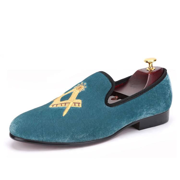Master Mason Blue Lodge Shoe - Embroidery Square and Compass (Multiple Colors) - Bricks Masons