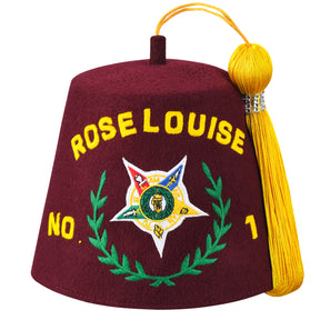 Order of the Amaranth Fez Hat - Silk Embroidery - Bricks Masons