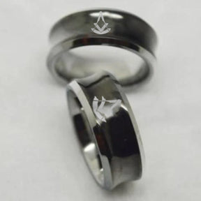 Past Master Blue Lodge Ring - Black Concave Tungsten - Bricks Masons
