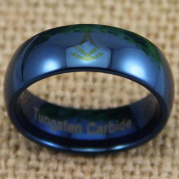 Past Master Blue Lodge Ring - Blue Dome Tungsten - Bricks Masons
